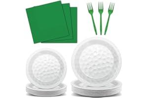 Qyeahkj 100 Pcs Golf Party Supplies Plates and Napkins Set Golf Birthday Party Decorations Paper Tableware Dinnerware Kit Disposable Sports Golf Ball Themed Party Decor Favors for Kids Serves 25