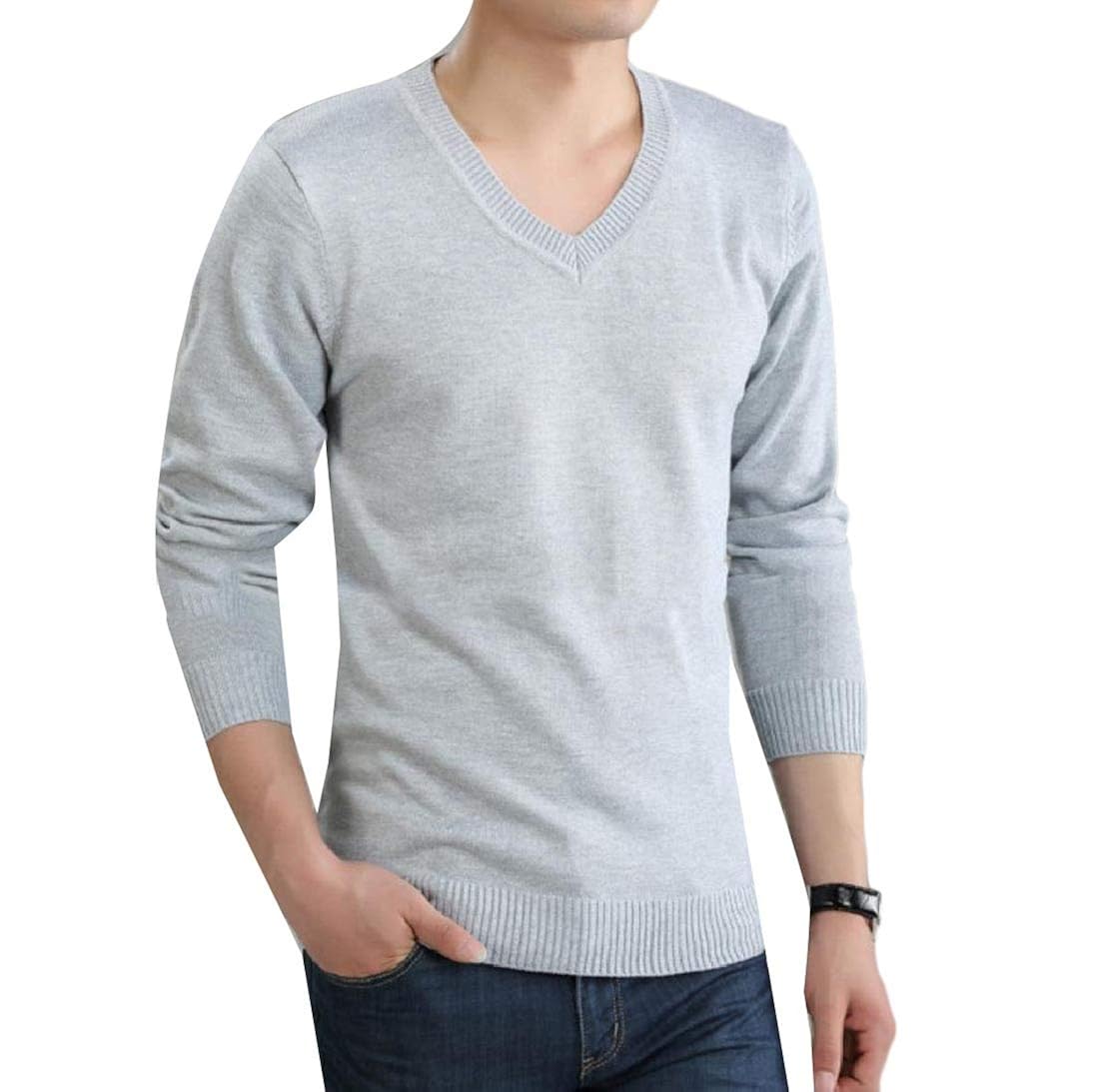Men YUNY Men Solid Colored Knit V Neck 