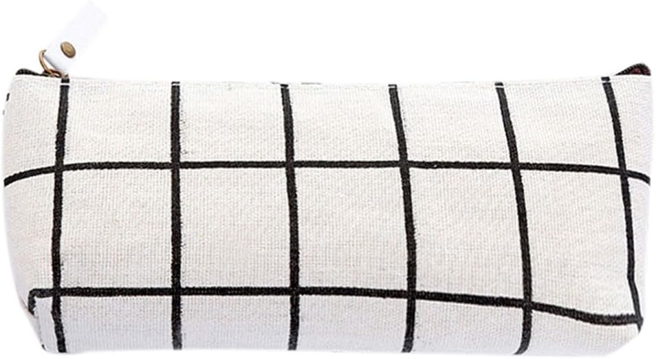 hgfcdd, Large Capacity Pens Case Pencil Pouch Canvas Pencil Case School Pencil Bag Simple Striped Grid Pencilcase for School