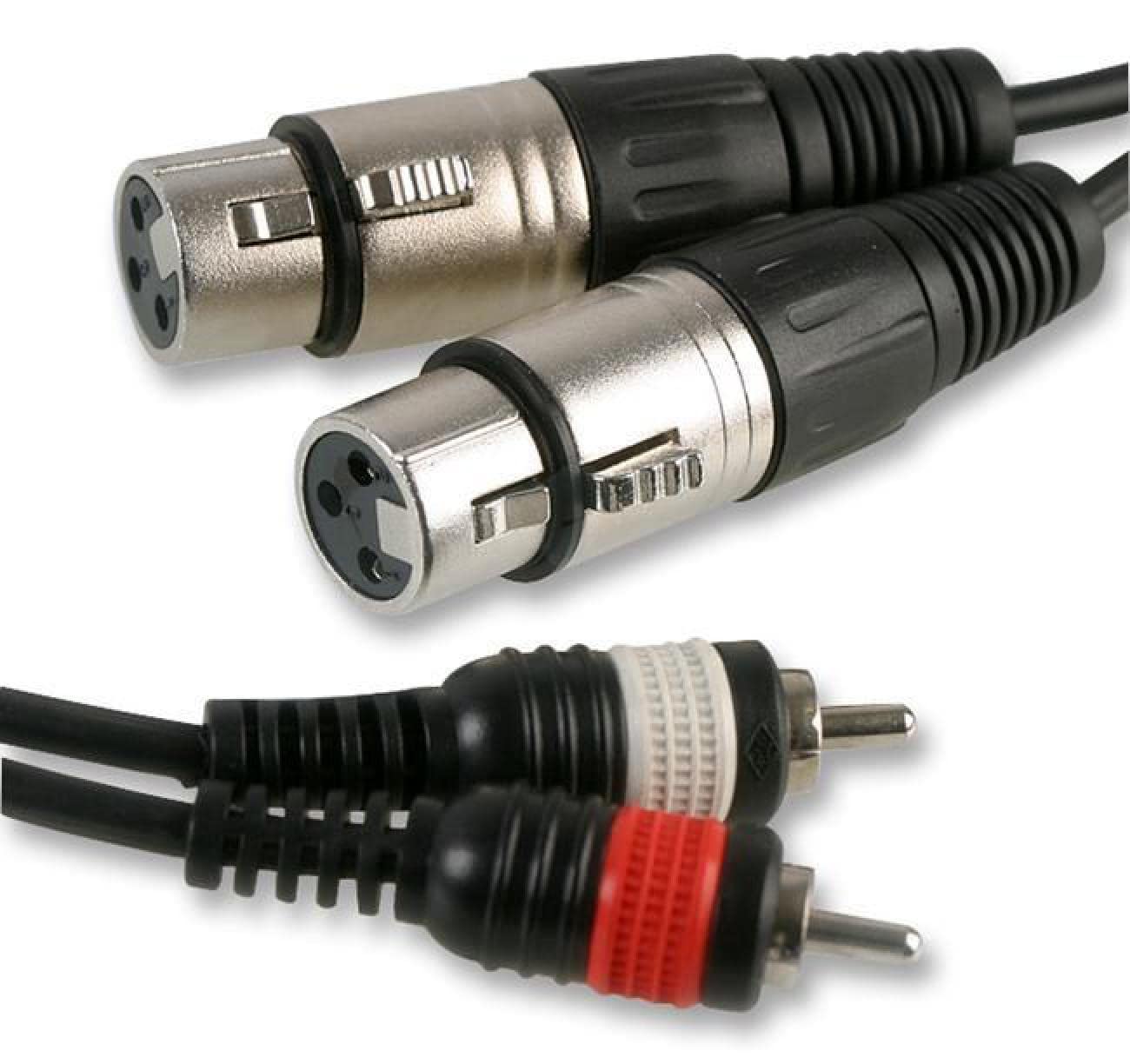 Pulse PLS00261 2x 3 Pin XLR Female to 2x Phono (RCA) Male Lead, 1.5m, Black