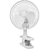 LORELL  6" Clip-On Fan,2-Speed,5' Cord,8"x6"x9-1/2",White