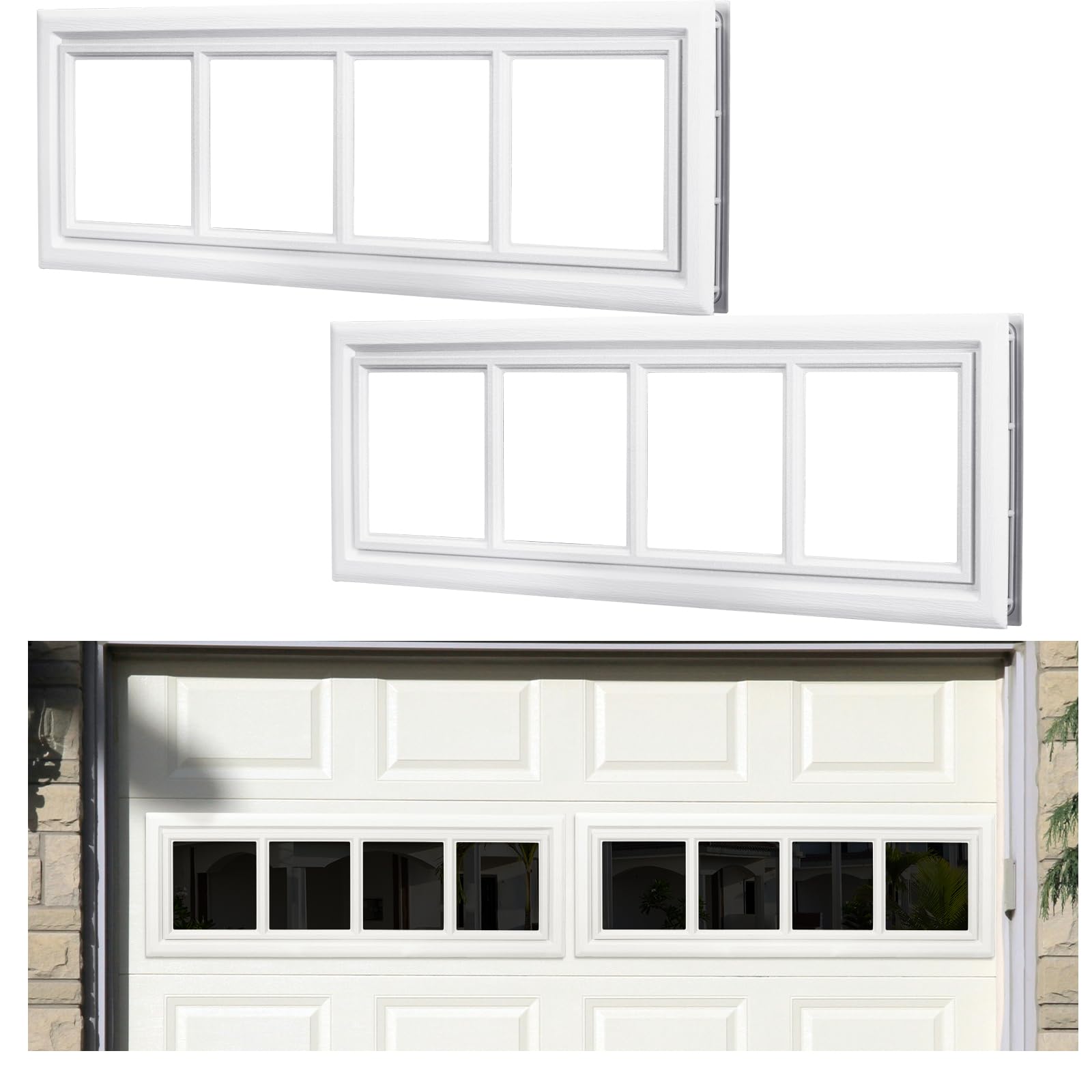 Photo 1 of ***PARTS ONLY***Nuanchu 2 Pcs 42 x 14.7 Inch Garage Door Windows Vinyl Windows with UV Resistant Plexy Glass Garage Door Windows Inserts(Style 2)