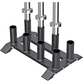 Vertical Barbell Rack for Olympic Bars, 2 Inch Barbell Storage Holder | Protective Sleeves, Non-Slip Base Pad, Heavy-Duty Steel Construction, Space-Saving Vertical Design