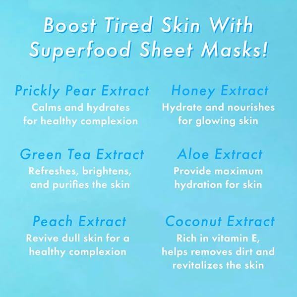 TONYMOLY SUPER FOOD BOWL FACE SHEET MASK, KOREAN SHEET MASK SET, EASTER BASKET STUFFER, REPLENISH & HYDRATE SKIN, 0.74 OZ