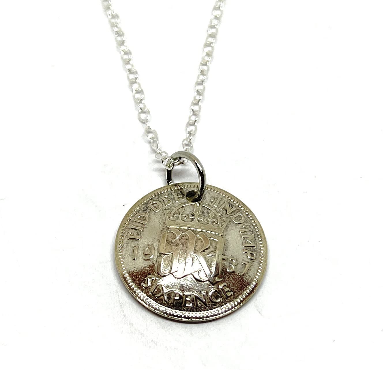 OCC Old Coin Cufflinks 1937 Original English Sixpence Domed Pendant for a 89th birthday