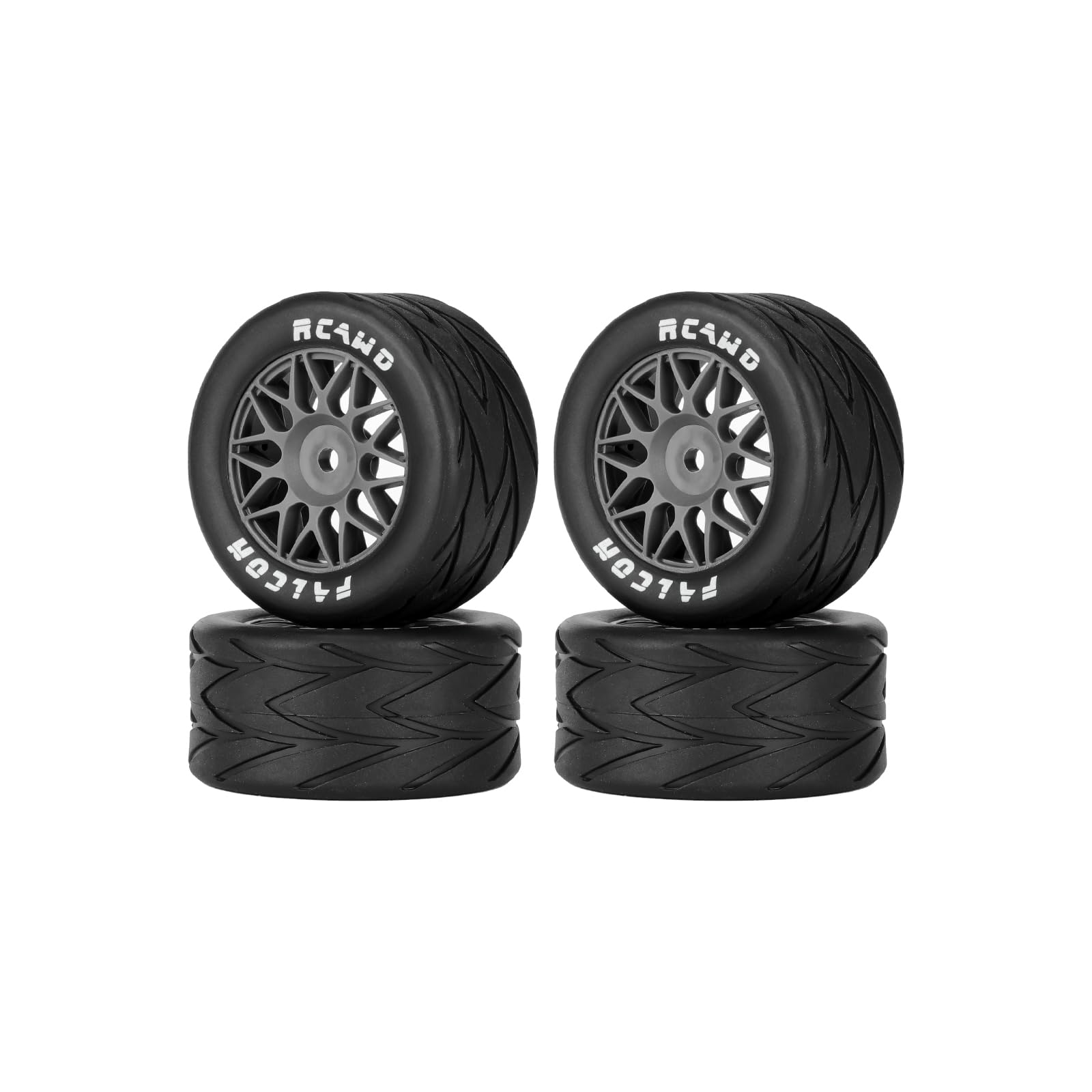RCAWD Pre-Glued Tires Wheel for 1/12 Losi LOS-1914 LOS1122409 LOS1122408 4pcs Nylon Rubber 8mm Hex Adapter Upgrade Part High Traction Durable (Gray) β image 1