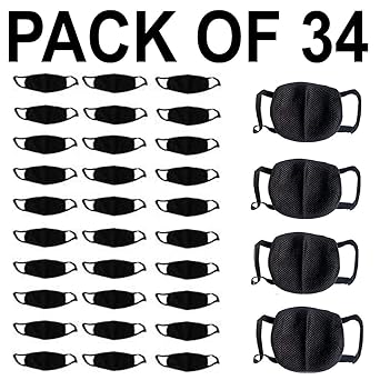 Bersache Cn95-1 Black Mouth Nose Cover Mask(pack of 34)