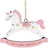 WhatSign Baby's First Christmas Ornament 2025 - Pink Wooden Newborn Girl Christmas Tree Decoration Keepsake