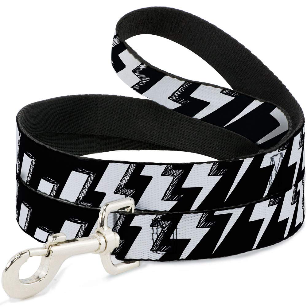 Buckle-Down Pet Leash, Dog Leash, Lightning Bolts Sketch Black White, 6 Feet Long 1.0 Inch Wide