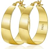 VEEDOFA 10MM Wide Thick Gold Hoop Earrings for Women Hypoallergenic 925 Sterling Silver Large Hoop Lightweight Chunky Hoops Earring for Women Jewelry Gifts