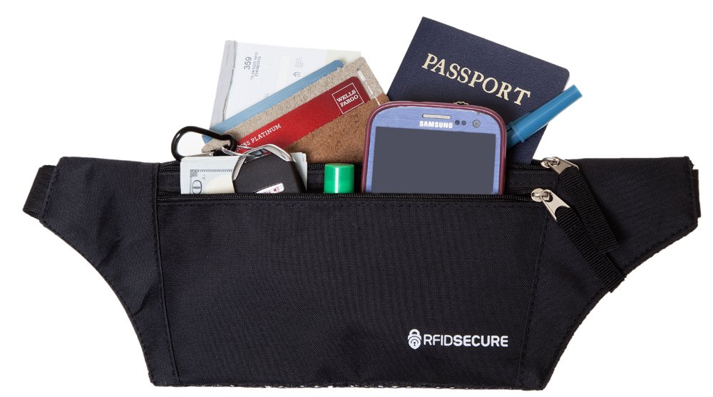 RFID Blocking Waist Wallet Money Belt Travel Belt Passport Holder