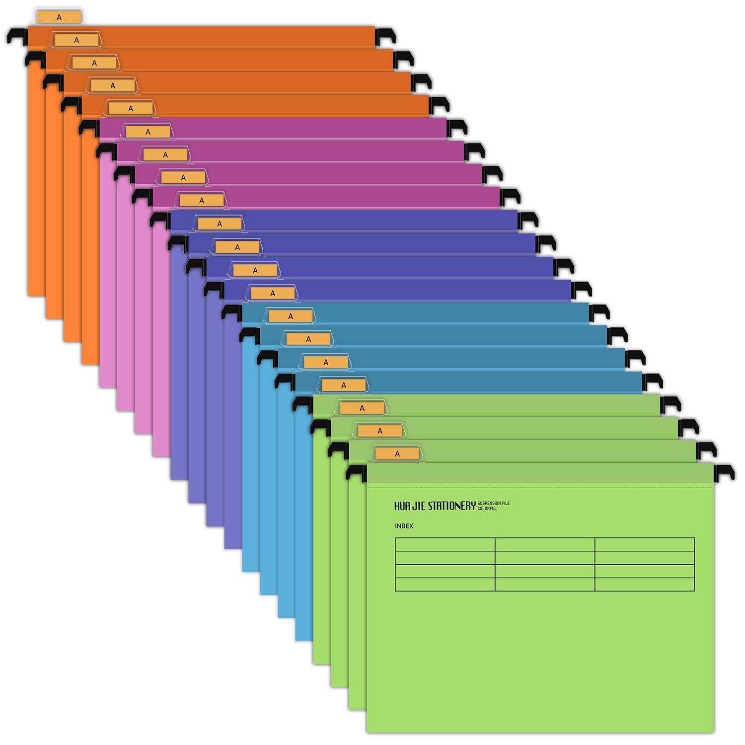 20 Pieces A4 Suspension Files with Category Labels for Document Storage and Organization (Five Colors, Four of Each Color)
