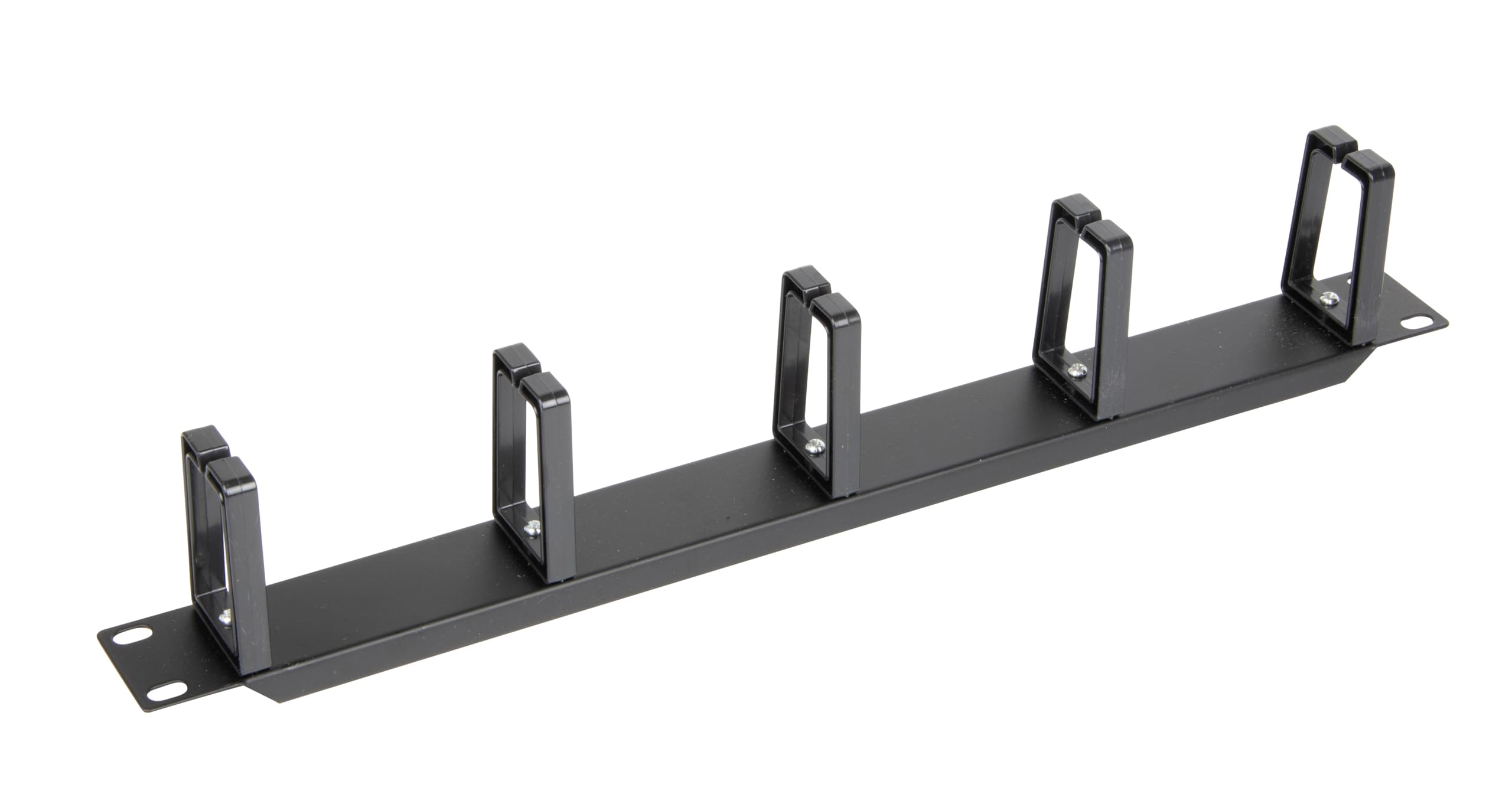 Labgear 1U Cable Management Panel 19 Inch Compact Cable Organizer with 5 Durable Plastic Rings for Wire Network Rack Wall Mount Shelf Mount, Black