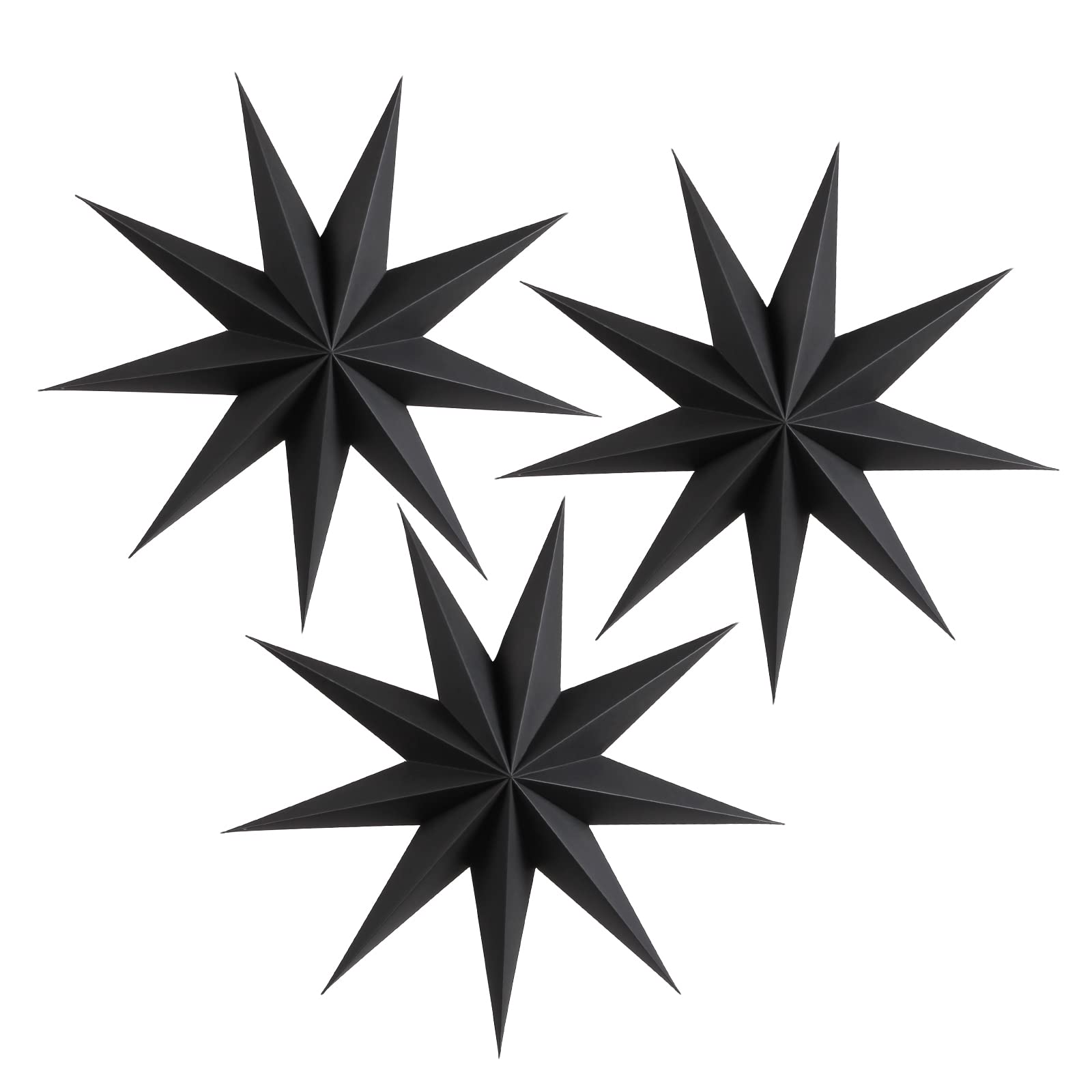 EASY JOY Black Christmas Paper Stars 9 Pointed 12 Inch Hanging Paper Stars Lanterns Decorations for Birthday Christmas New Year Home Party Decorations