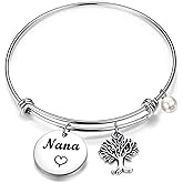 BEKECH Nana Bracelet Grandma Nana Charm Expandable Wire Bangle Nana Jewelry Grandmother Gift for Family Nana