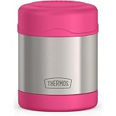 THERMOS FUNTAINER Kids Food Jar, 10oz, Pink | Kid-Friendly Stainless Steel Insulated Food Container, Keeps Food Hot or Cold Longer for School &amp; Play, BPA Free