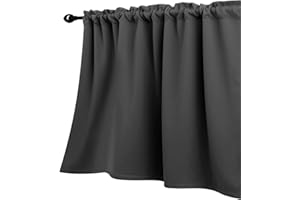 KOUFALL Basement Window Curtains,18 Inch Length Small Blackout Mini Blinds for Transom Windows Well Covers Cafe,Charcoal Dark Grey