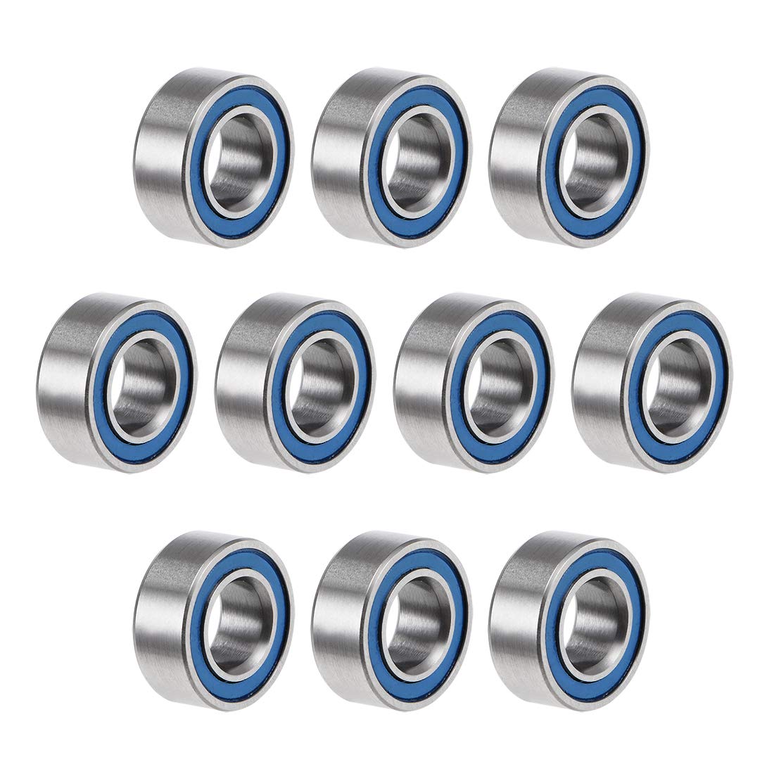 sourcing map MR105-2RS Deep Groove Ball Bearings 5mm Inner Dia 10mm OD 4mm Bore Double Sealed Chrome Steel Blue Seal Z2 10pcs