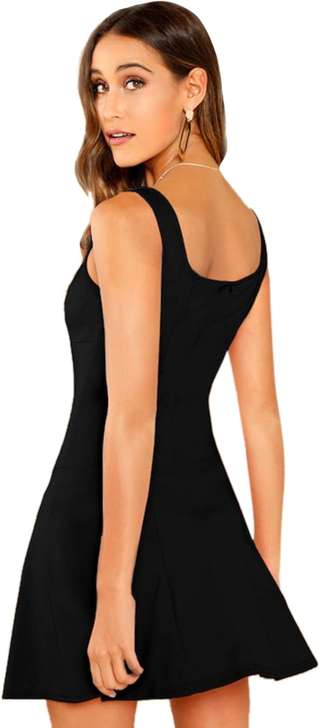 Romwe Women's Sleeveless Zipper A Line Party Mini Bodycon Dress at  Women’s Clothing store