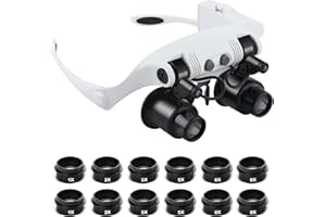 NZQXJXZ Head Magnifying Glasses, Headband Magnifier with Light, 1X, 2X, 3X, 5X, 6X, 8X