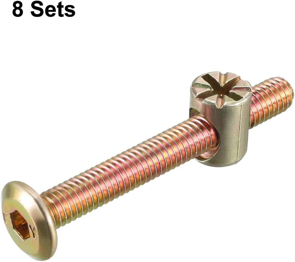 sourcing map M6x50mm Furniture Bolt Nut Set Hex Socket Screw with Barrel Nuts for Beds Headboards Chairs 8 Sets - Image 3