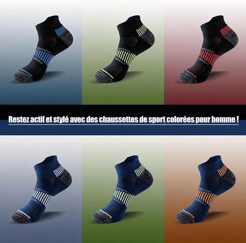 Chaussettes de Sport Homme, 6 Paires, Courtes et Rembourrées — photo 7 sur 8