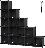SONGMICS 16-Cube Storage Unit Shoe Rack DIY Shelving System 31 x 123 cm Black