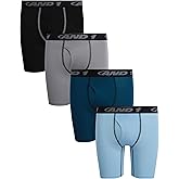 AND1 Boys Boxer Briefs - 4 Pack Performance Long Leg Boys Underwear Boxers with Functional Fly Pouch, 6" Inseam (Size: 6-18)