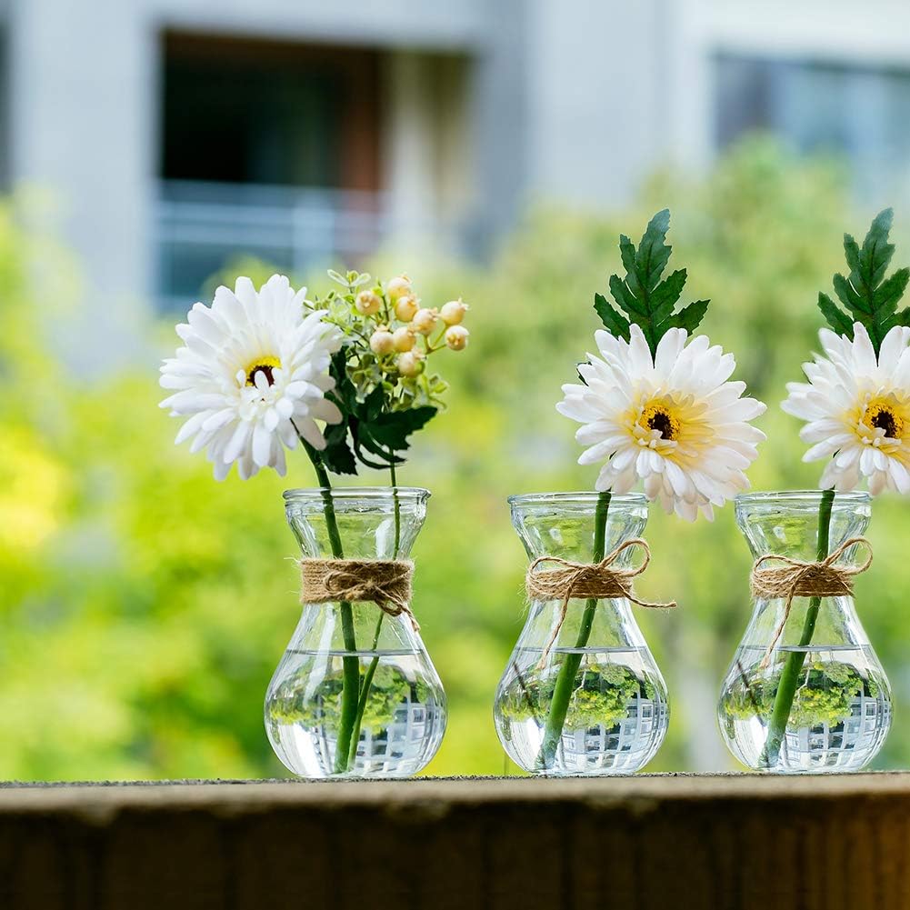 Glass Vases for Flowers with Twine Rope 3 Pcs/Set Floral Arrangements, Flower Vase Glass - Image 3