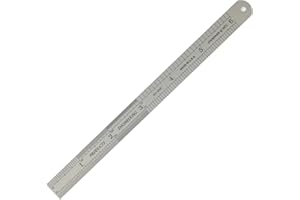 PEC Tools 6" (150mm) Mechanic's Ruler, 1/16", 1/32", 1/64", 1/10", 1/20", 1/50", 1/100", 1.0mm, 0.5mm, 1/50" Thick X 1/2" Wide, Round End Flexible Design, Satin Chrome, Made in USA