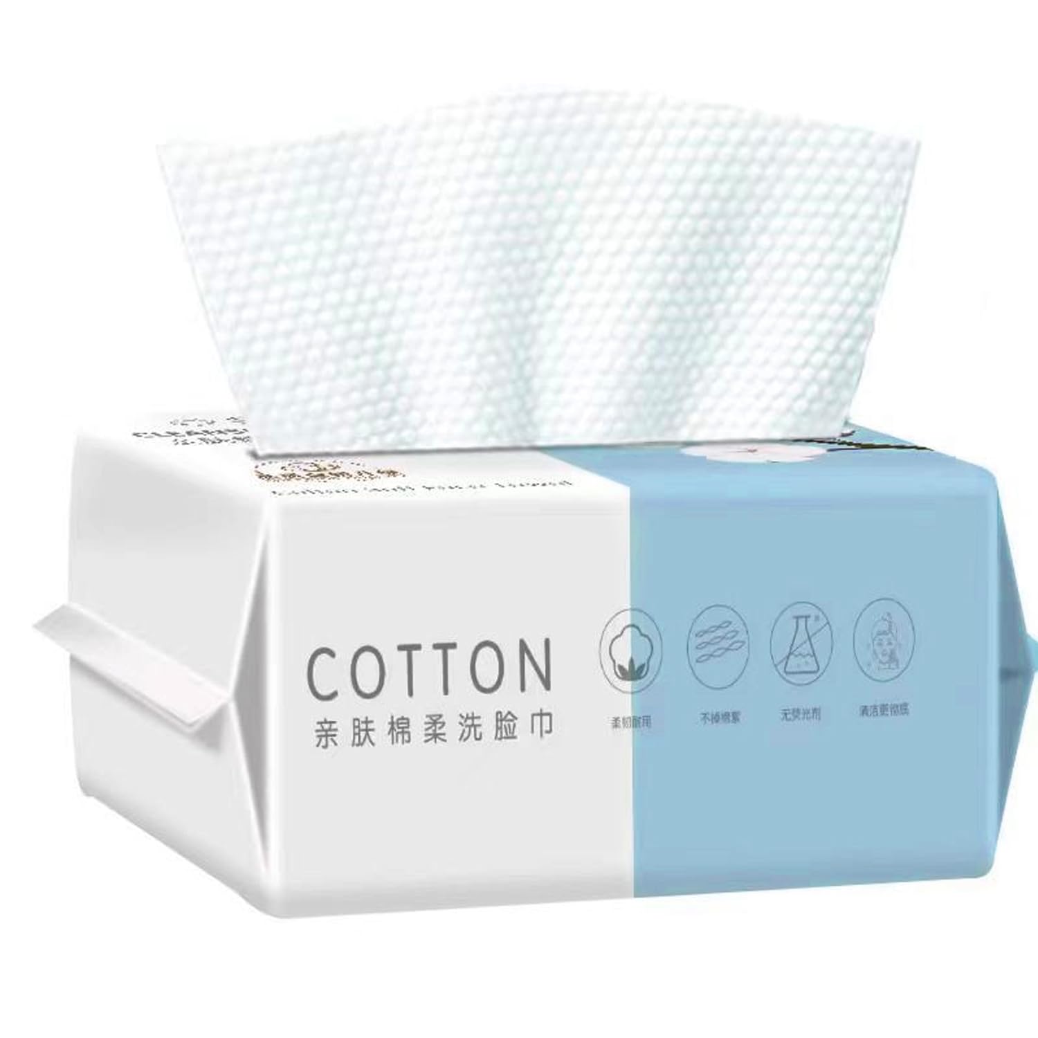 Pack of 100 Dry Wipes Made of Pure Cotton, Face Wipes, Non-Woven Fabric, 100% Cotton Fabric, Baby Wipes, Thickened Wet and Dry Wipes for All Skin Types (20 x 20 cm)