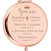 FOOZDEEVAAQ Religious Compact Mirror, Baptism & First Communion Gift for Girls, 2.56in Round, Rose Gold