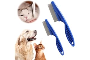 ROWPOZ Multifunctional Pet Hair Comb Tear Stain Removal, 2024 New Pets Grooming Comb Kit 2 in 1 Dog/Cat Comb Tooth Stainless Grooming Massage Comb Suitable for Small Dogs Puppies (1 Set, Blue)