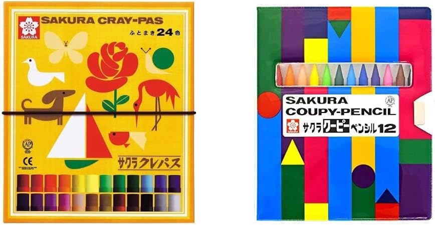 Amazon Co Jp セット買い サクラクレパス クレパス 24色 ゴムバンド付き Lp24r 色鉛筆 クーピー 12色 ソフトケース入り Fy12 R1 ホビー
