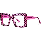 VOOGLAM Oversize Square Blue Light Glasses for Women Anti Eyestrain Dry Eyes Computer Phone TV Eyewear Ferial