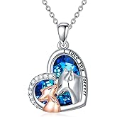 OUTANG Fox Necklace Two Foxes Pendant Necklace with Crystal Jewelry Gift for Women