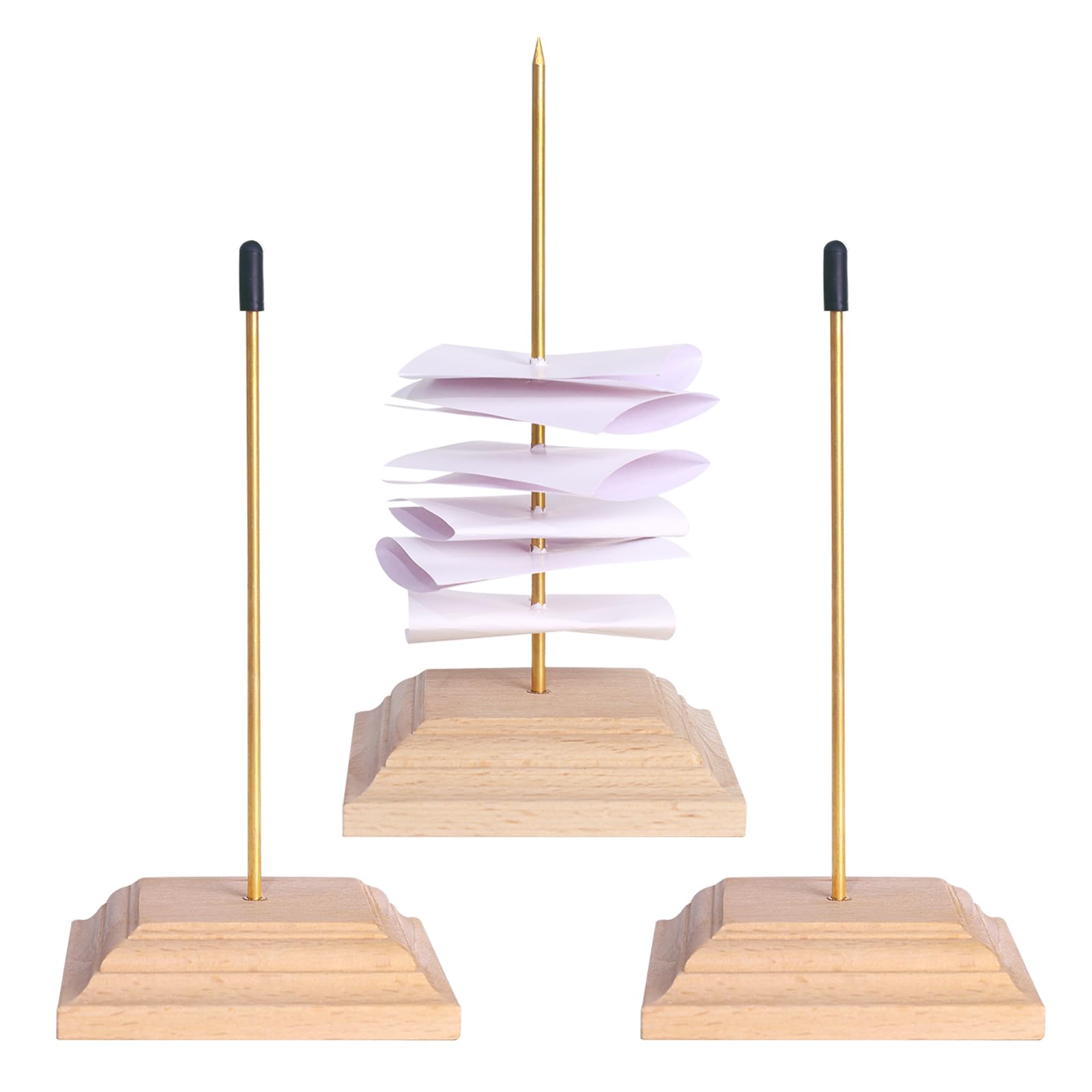 Srvnpioy 3Pcs Wooden Restaurant Receipt Holder & Spikes - Kitchen Memo Ticket & Order Pad Note Check Bill Holder for Restaurant, Kitchen, Office, Hotel, Bar