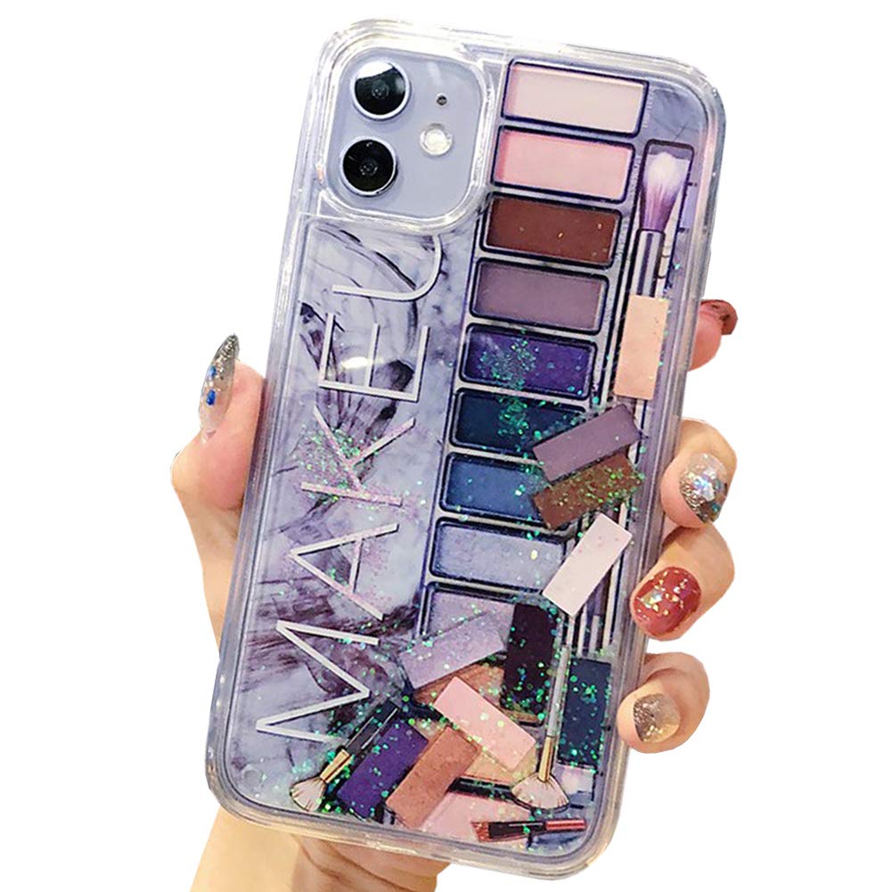 Liquid Quicksand Case for iPhone Xs Max, Glitter Shinny Sequins Cosmetic Eye Shadow Box Soft TPU Bumper Hard Back Shockproof Protective Case (Gray, iPhone Xs Max)