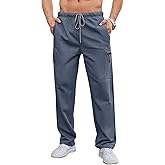 SILKWORLD Sweatpants for Men Zipper Cargo Pockets Joggers Open Bottom Casual Pants for Athletic, Jogging, Running, Workout