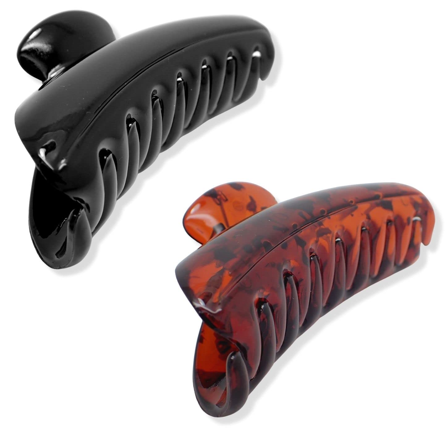 Topkids Accessories Butterfly Hair Clip 9cm/3.5" Sectioning Clip Salon Hairdresser Clip Hair Pin 2pc Black + Tort Brown