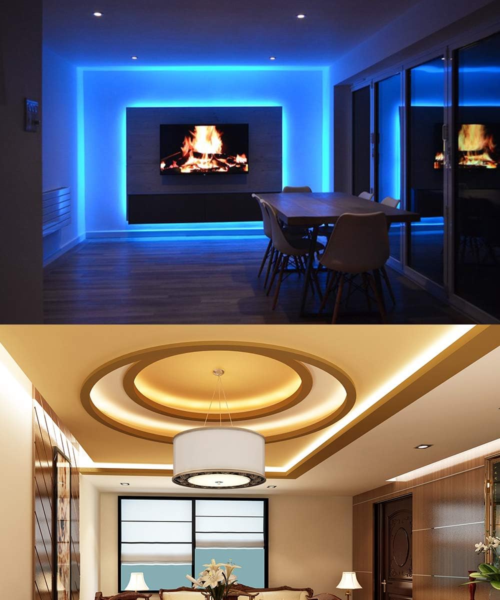 MINGER LED Strip Lights, 16.4ft RGB LED Light Strip 5050 LED Tape Lights, Color Changing LED Strip Lights with Remote for Home Lighting Kitchen Bed Flexible Strip Lights for Bar Home Decoration: Home Improvement