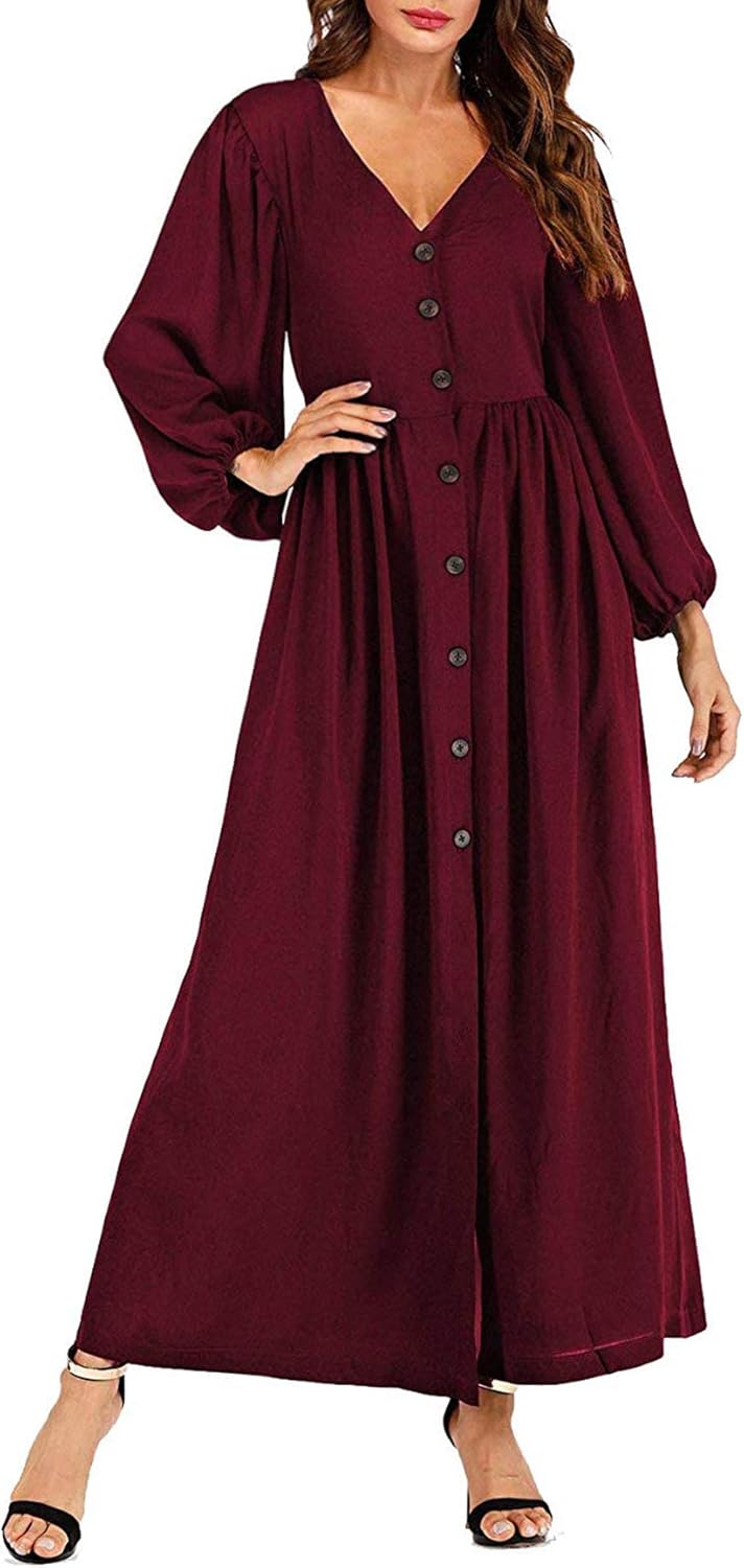 long sleeve burgundy maxi dress