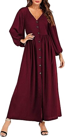 maroon long sleeve maxi dress