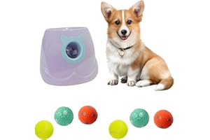 ptlsy Automatic Dog Ball Launcher - Interactive Puppy Pet Indoor Thrower for Small & Medium Dogs, 3 Balls Included (2 inch, Purple)