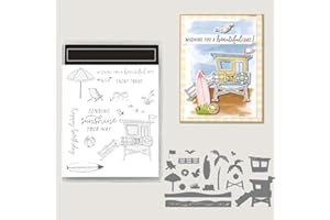 FUNLUCK 2023-2024 Stamp and Dies Set for Card Making, Stamps Arts Supplies Metal Cutting Dies for DIY Scrapbooking,Adult DIY Craft Scrapbooking Arts Crafts for Christmas,Holiday (5250)