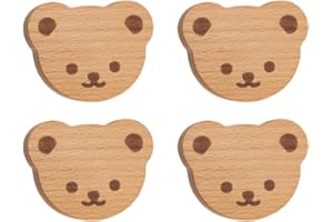 Yajuyi 4X Wooden Cabinet Knobs Closet Pulls with Screws Boho Nursery Drawer Handles Wood Dresser Knobs for Kids Room Cabinet 