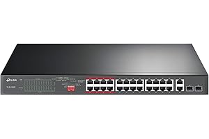 TP-Link 24 Port 10/100Mbps Fast Ethernet PoE Switch 24 PoE+ Ports @250W, w/ 2 Uplink Gigabit Ports + 2 Combo SFP Slots Extend Mode Priority Mode (TL-SL1226P),Black