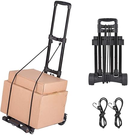 Amazon Co Jp キャリーカート 台車 平台車 折りたたみ 軽量 静音 コンパクト 荷物 耐荷重80kg クイックキャンプ 災害 緊急用品 買い物 おしゃれ 2本の荷物固定用ロープ付き ブラック 文房具 オフィス用品