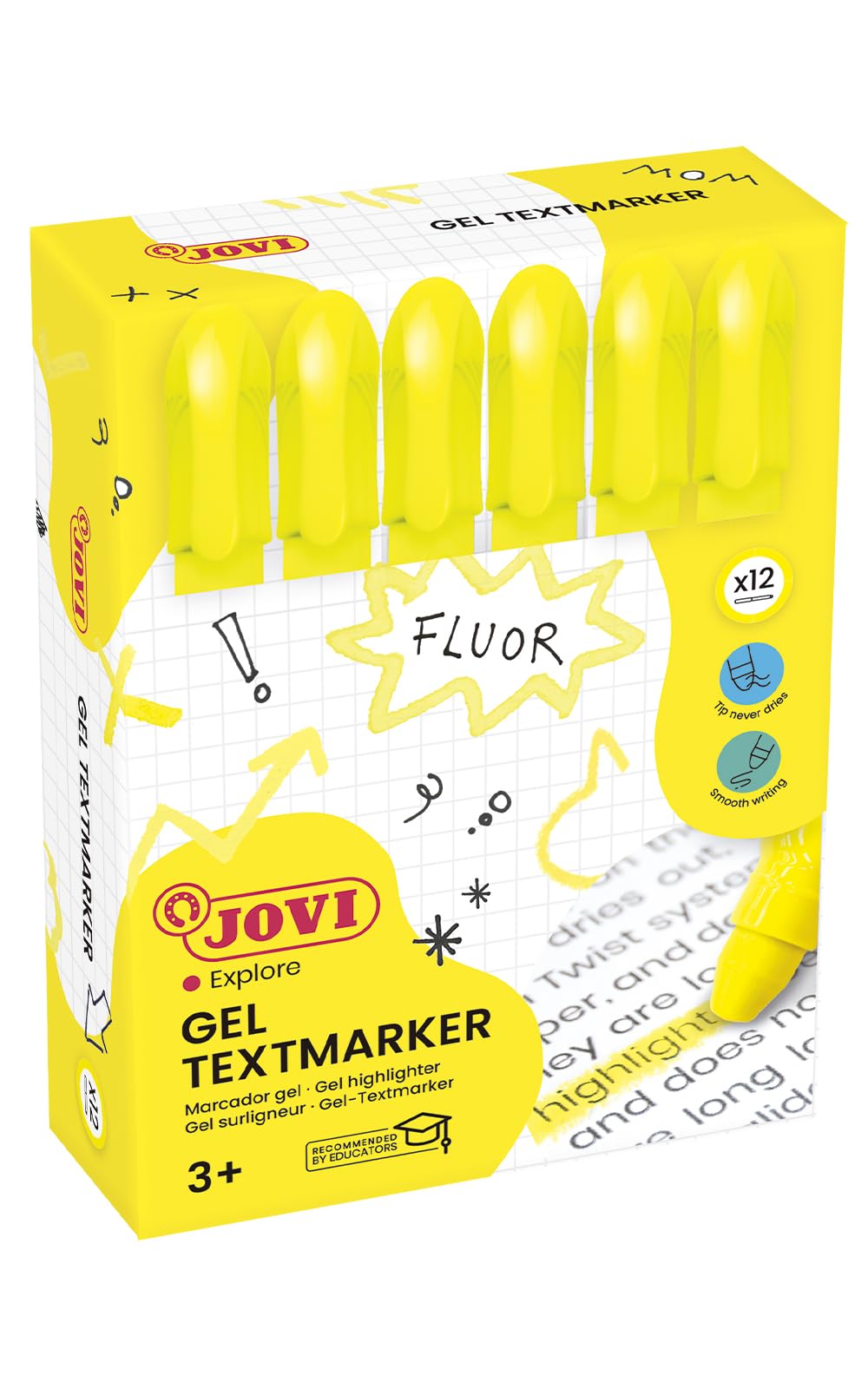 Jovi - Pencil Case, 12 Gel Markers, Yellow (1817)