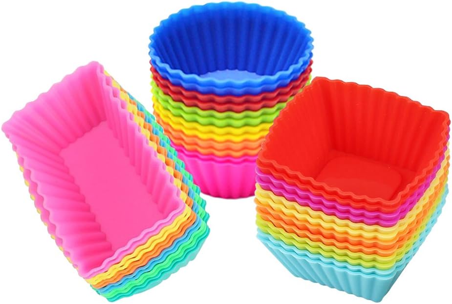 Silicone Cupcake Muffin Baking Cups Liners 36 Pack Reusable Non-Stick Cake Molds Sets